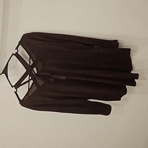 Maurices 24/ 7 Women Top Size L Purple W Silver Mixed, Cross String Around Neck